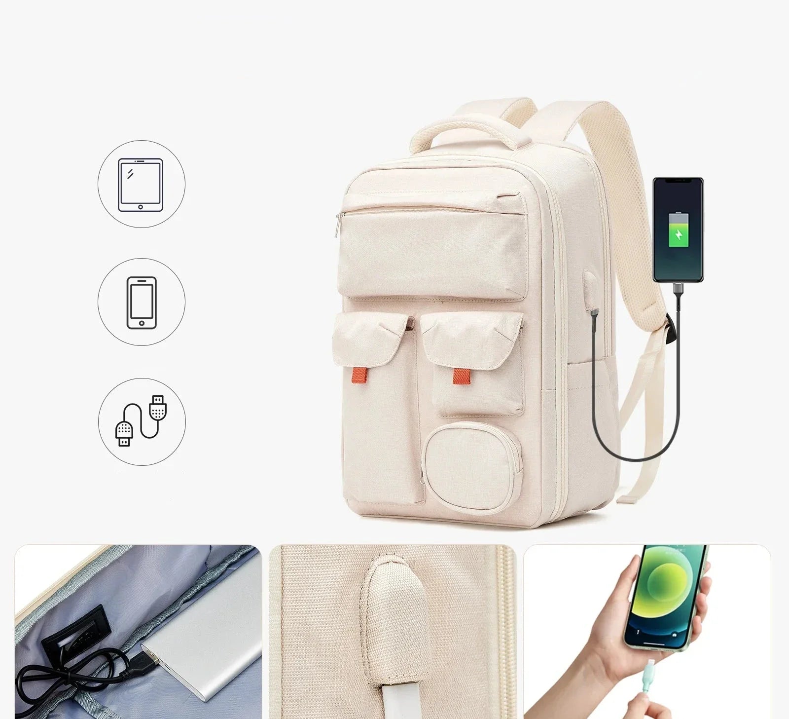 Compartiment principal spacieux du sac à dos cabine