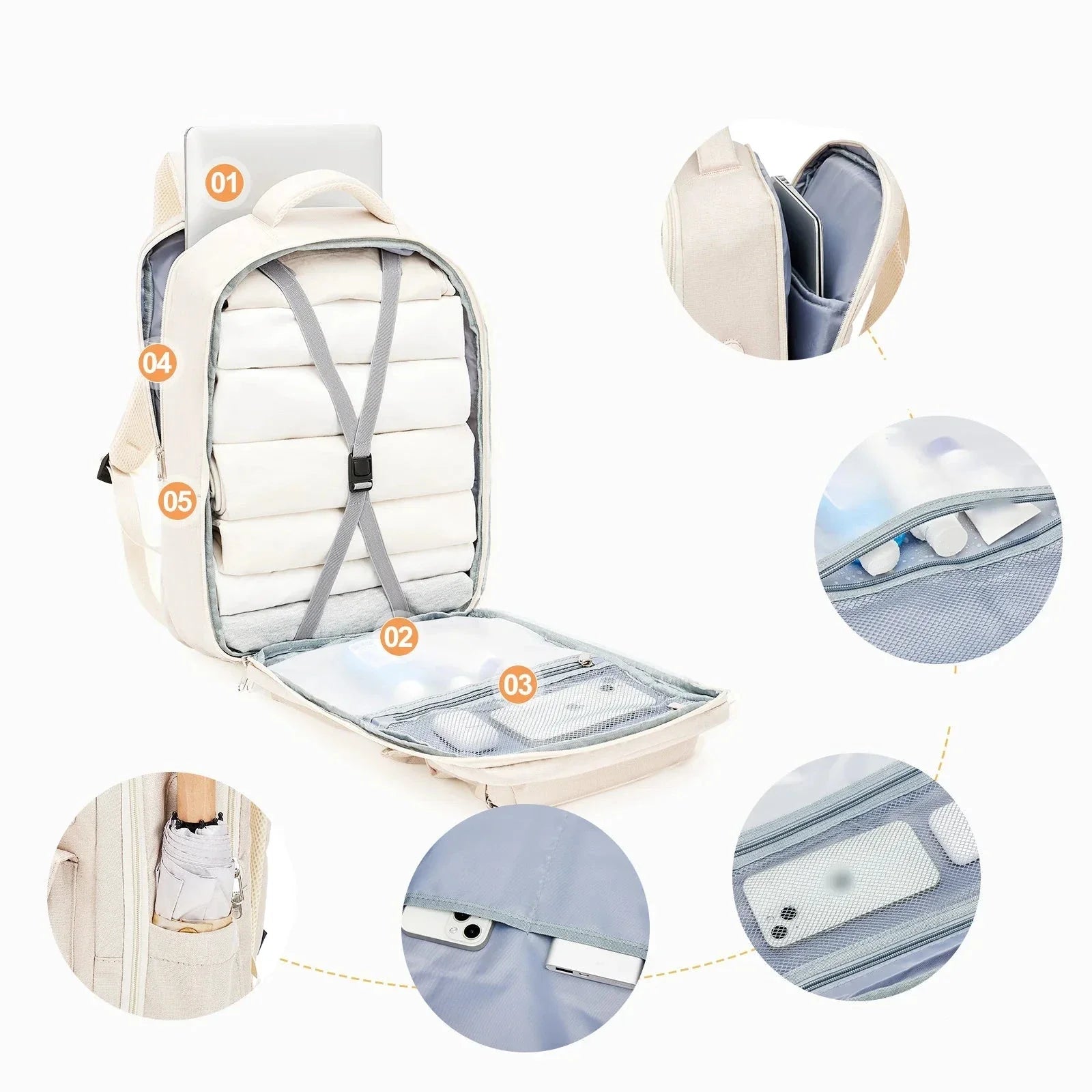 Sac à dos avec port USB intégré et poche antivol
