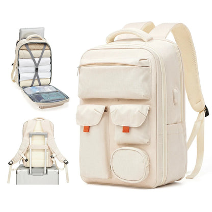 Sac à dos beige avec design élégant et pratique