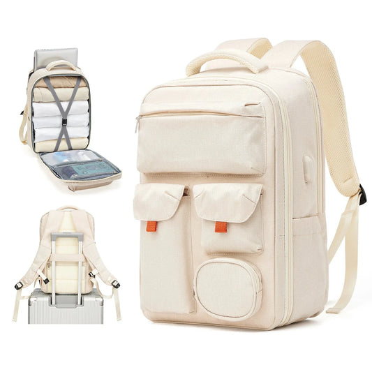 Sac à dos beige avec design élégant et pratique