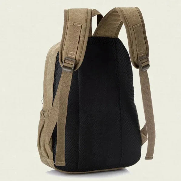 Vue latérale du sac à dos en toile robuste