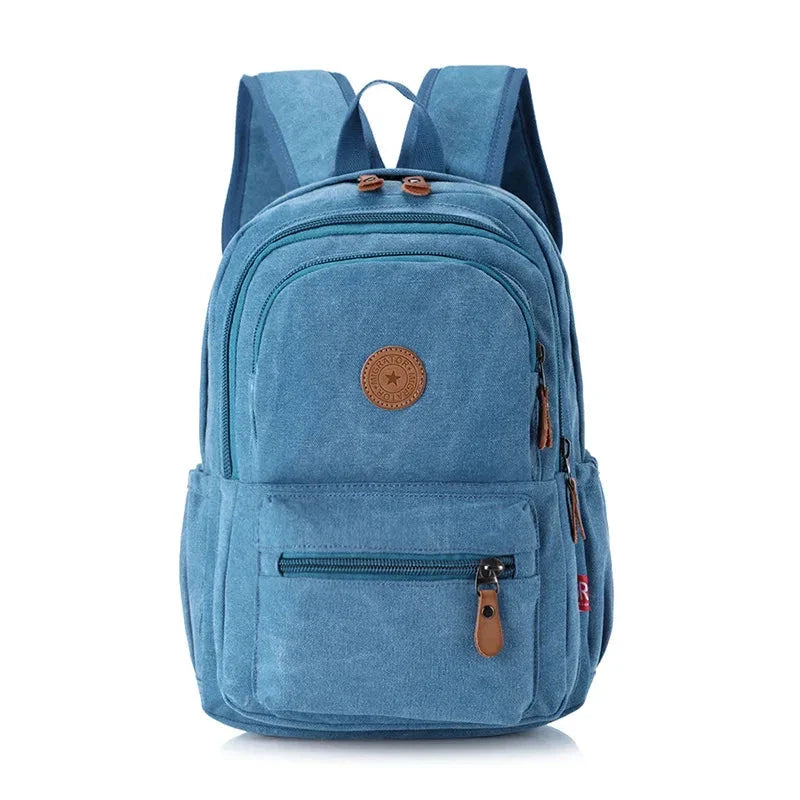 Sac à dos bleu en toile, spacieux et élégant