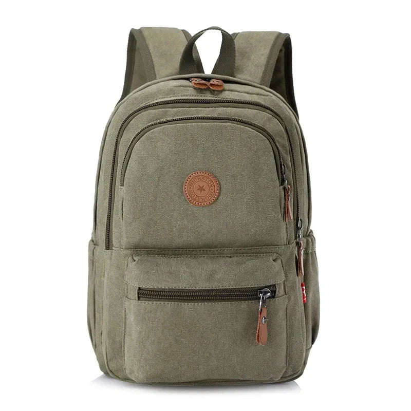 Sac à dos en toile kaki, style baroudeur