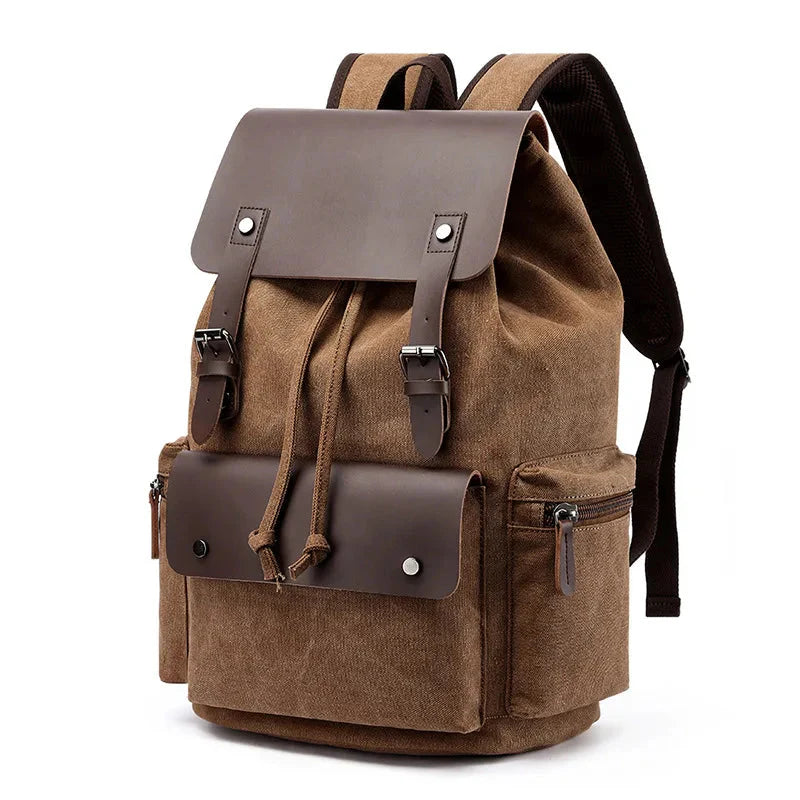 Sac à dos marron avec allure rétro et poches pratiques
