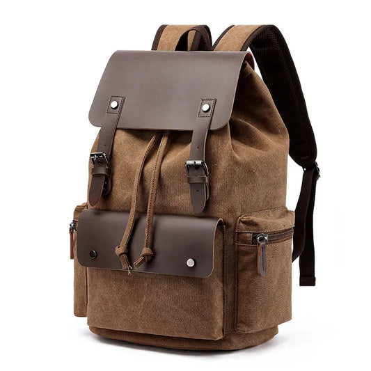 Sac à dos marron avec allure rétro et poches pratiques