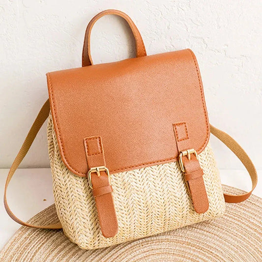 Sac à dos bohème avec fermeture en cuir