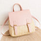 Sac à dos rose pastel en paille pour femme