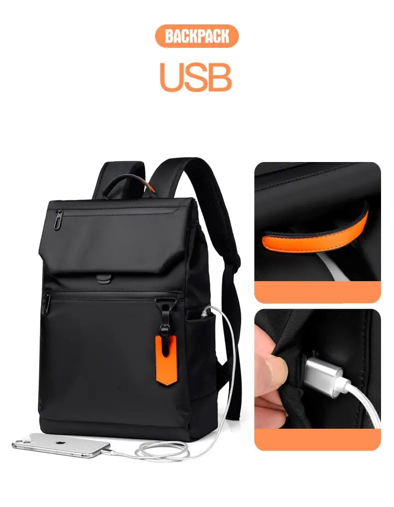 Vue de côté du sac à dos avec port USB intégré
