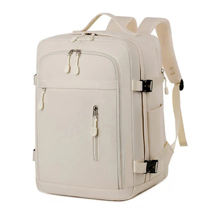 Sac à dos cabine beige avec détails en nylon et polyester