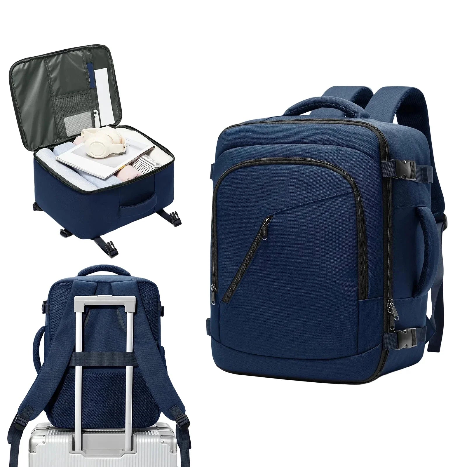 Sac à dos cabine avec compartiments multiples visibles