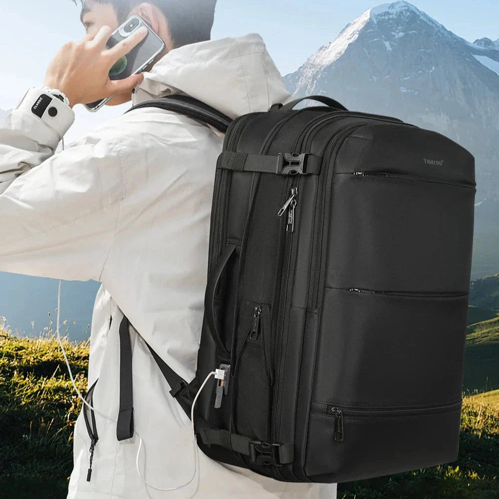 Sac à dos cabine gris avec poches multiples et fermeture éclair