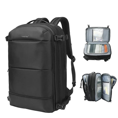 Version noire du sac à dos avec détails des fermetures