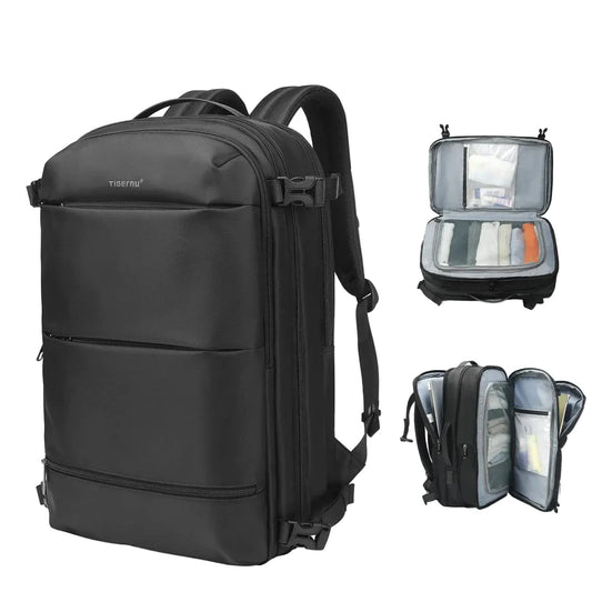 Version noire du sac à dos avec détails des fermetures
