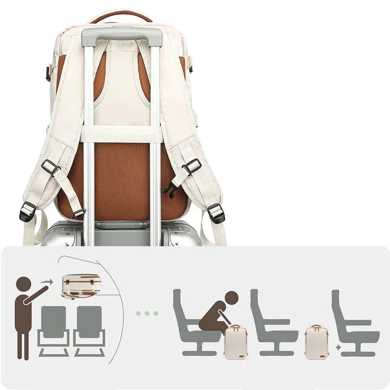 Sac à dos cabine gris avec port USB et poches multiples