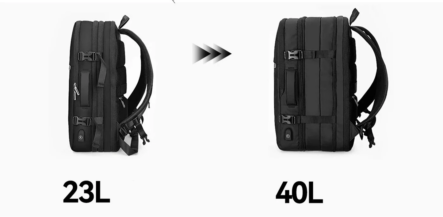 Détail du port USB intégré sur le côté du sac à dos