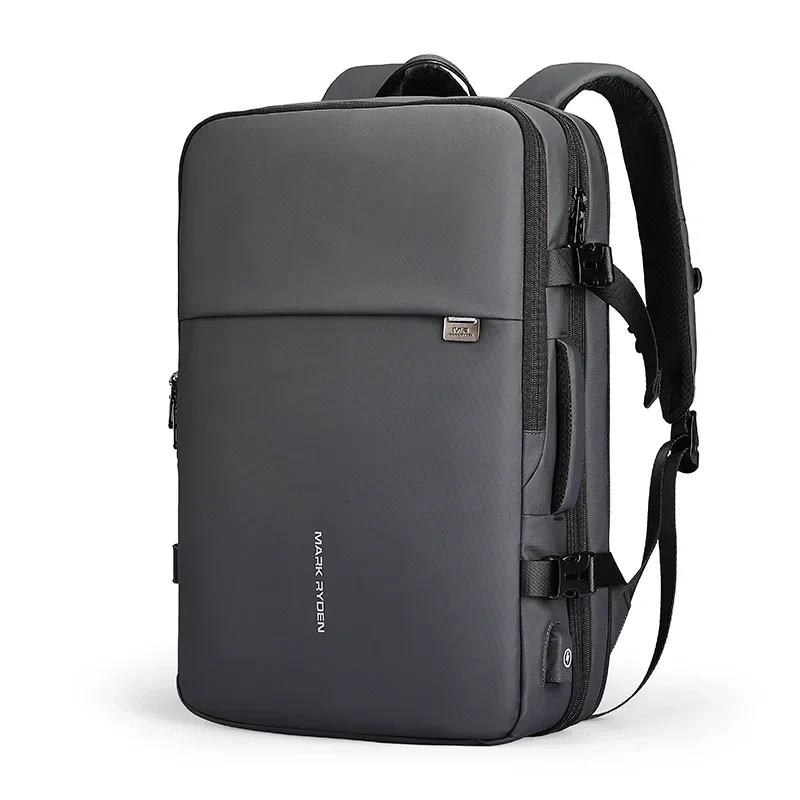 Sac à dos gris en nylon imperméable avec plusieurs compartiments