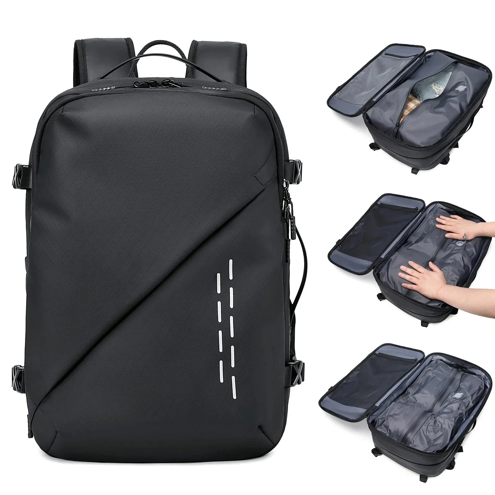 Sac à dos noir imperméable avec bretelles rembourrées