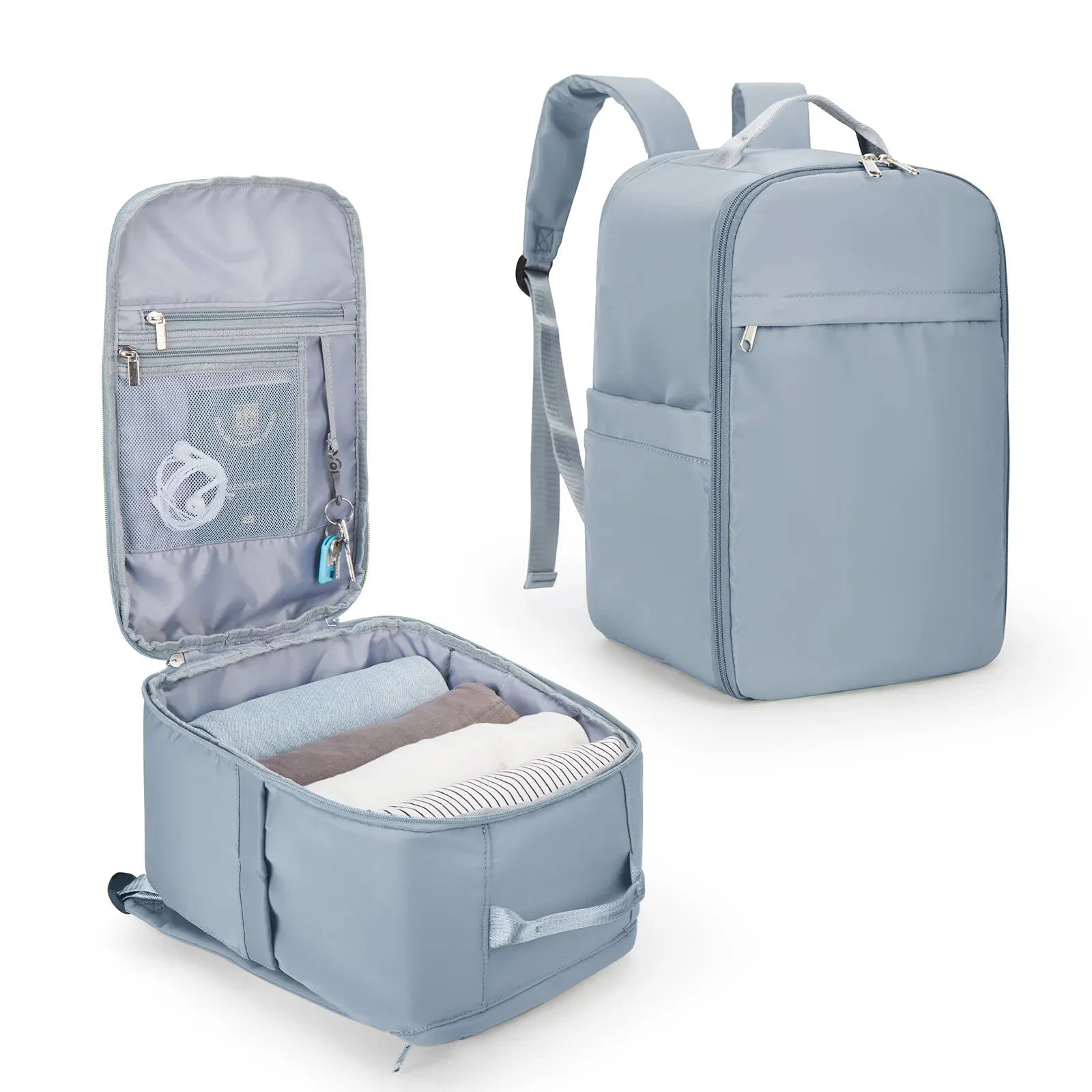 Sac à dos cabine bleu ciel, idéal pour voyages aériens