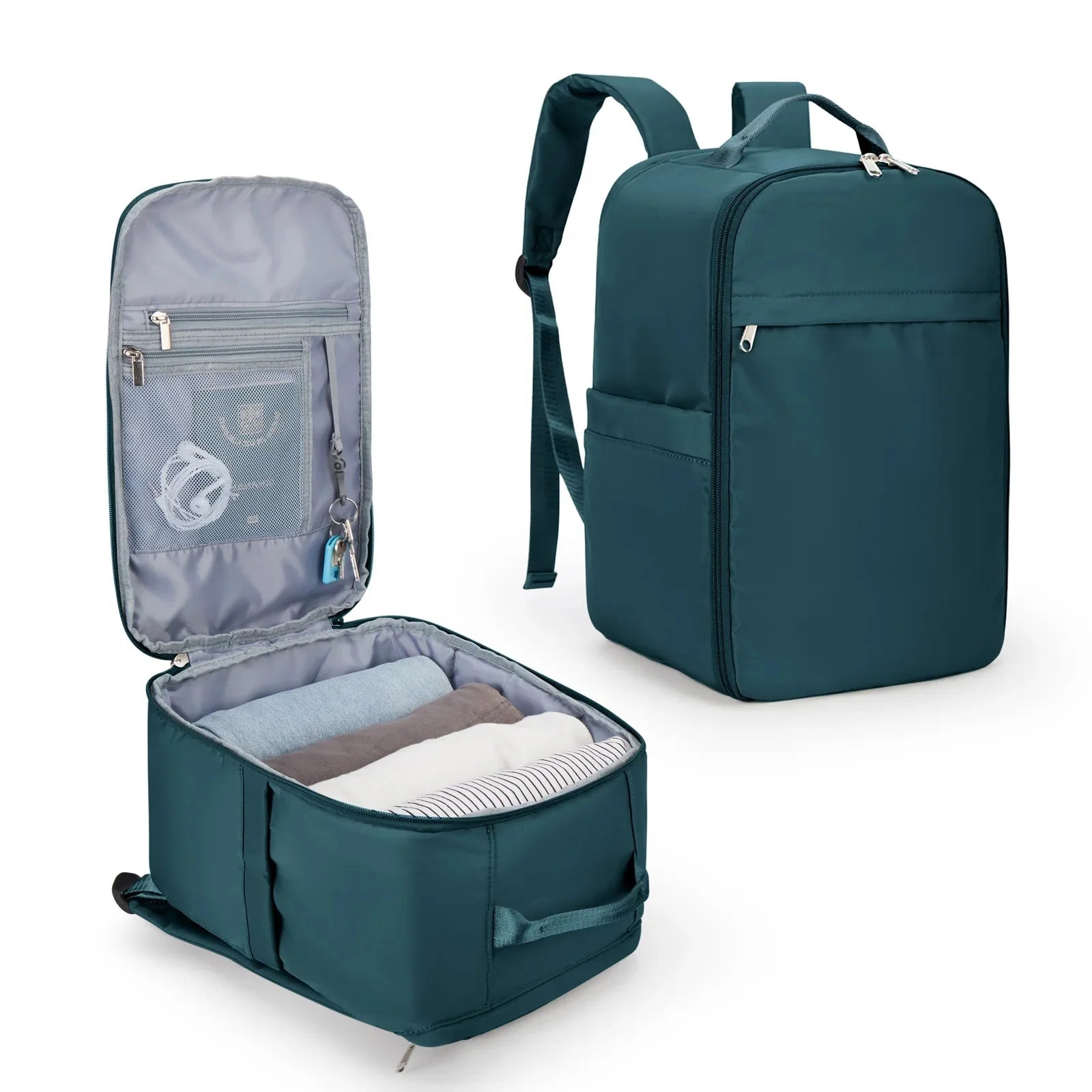 Sac à dos cabine bleu paon, design élégant et fonctionnel