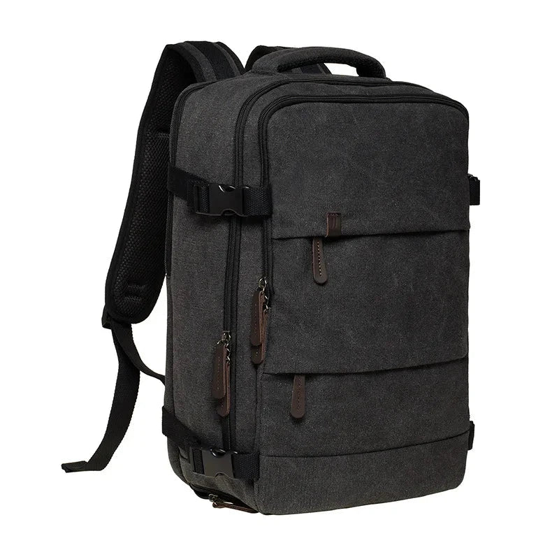 Sac à dos vintage noir, vue latérale