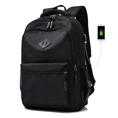 Sac à dos noir avec finitions soignées et tissu Oxford