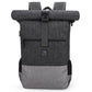 Sac à dos roll-top en coloris anthracite, en vue de face