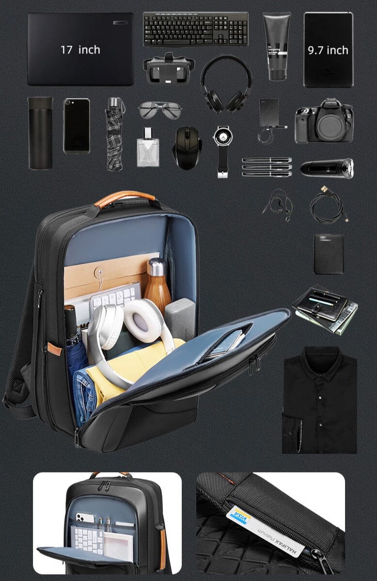 Intérieur du sac montrant le compartiment pour ordinateur 17 pouces