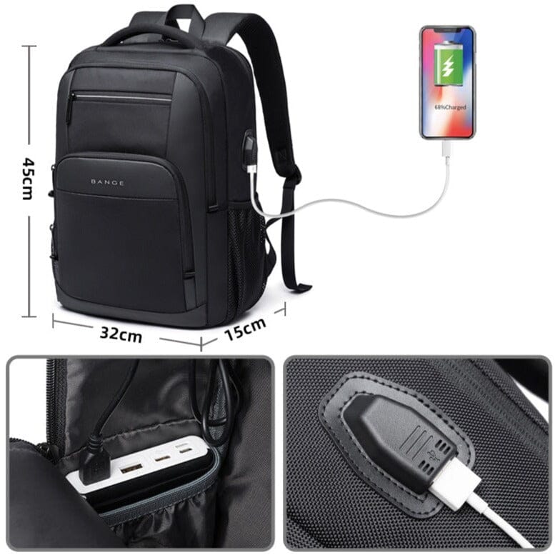 Sac à dos connecté avec port USB intégré, vue de face
