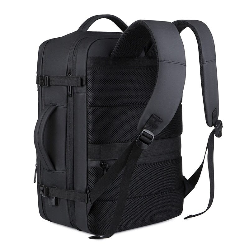 Sac à dos ouvert, montrant sa capacité extensible et ses poches