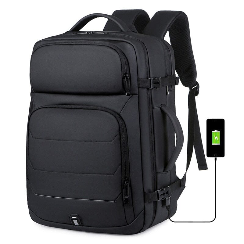 Vue d'ensemble du sac à dos, soulignant son design élégant et pratique