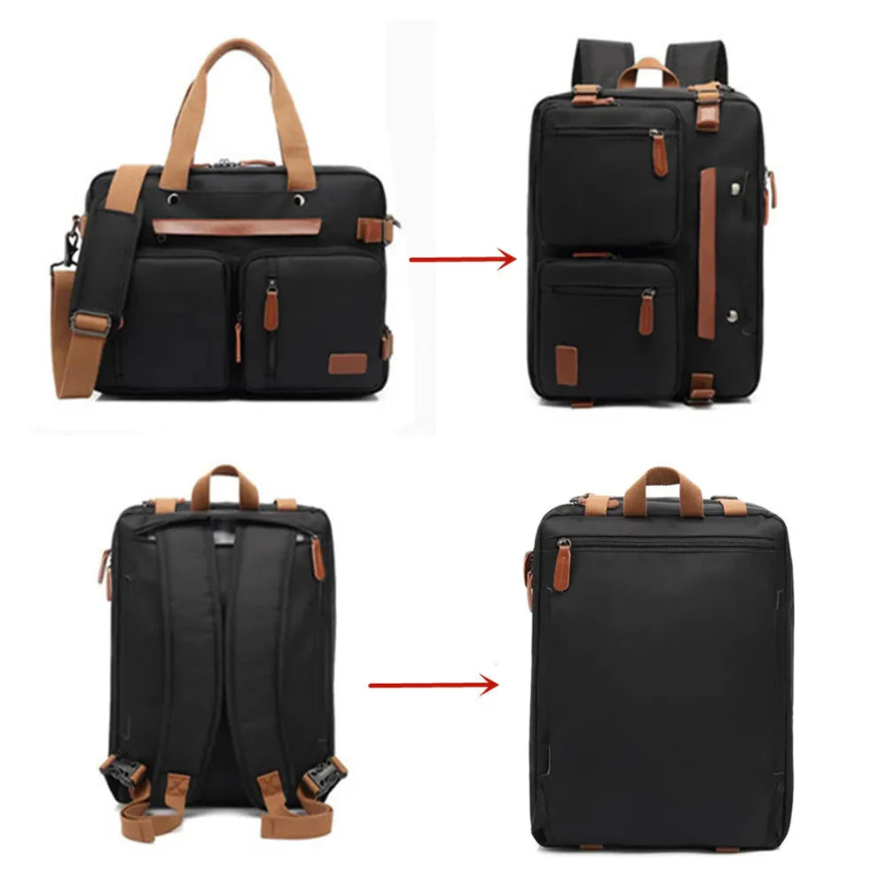 Sac à dos transformé en bandoulière, compartiments visibles