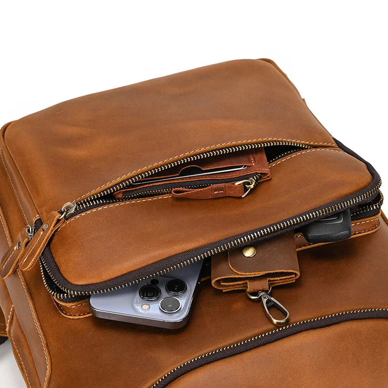 Sac à Dos Cuir Homme Travail sac dos cuir homme vue latérale