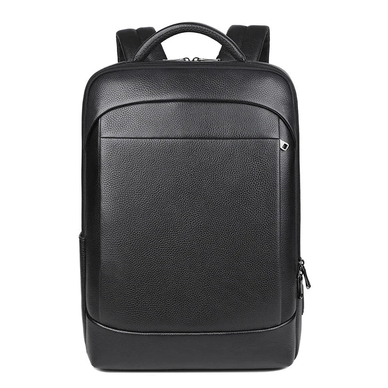 Sac à dos en cuir noir avec port USB intégré