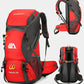 Sac à dos rouge, conçu pour le trekking et la randonnée