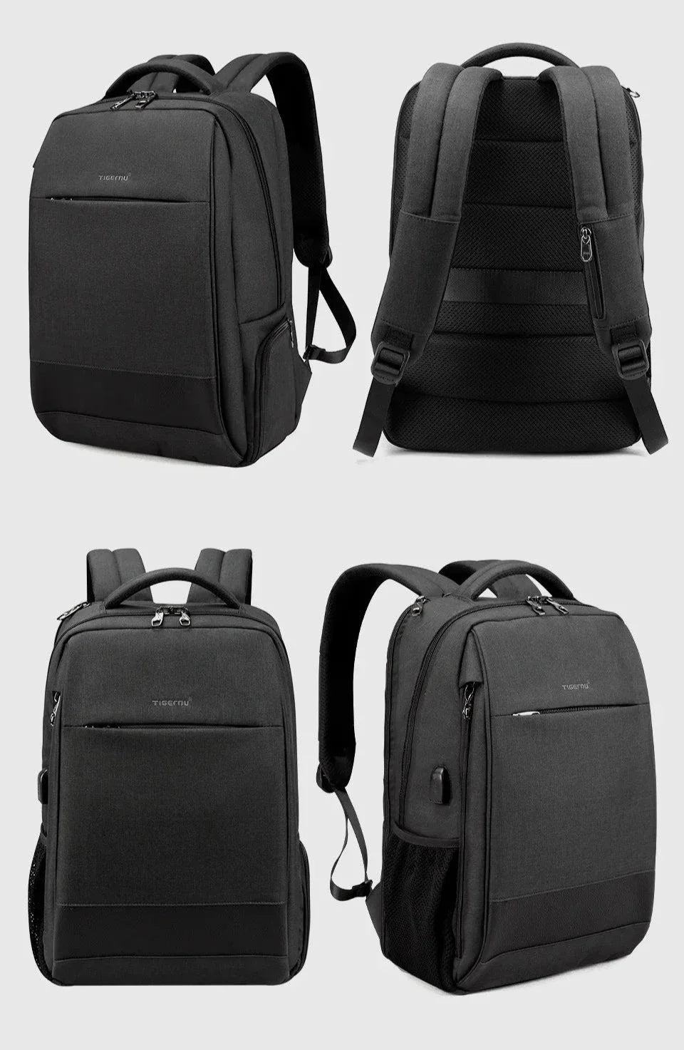 Sac à dos noir avec port USB et compartiment ordinateur