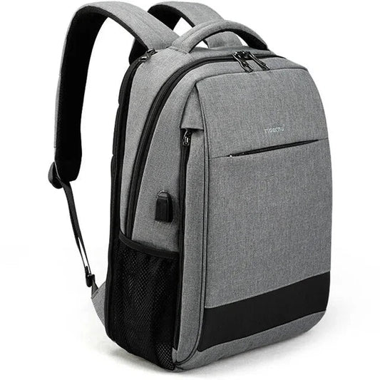 Sac à dos gris avec dos en maille respirante
