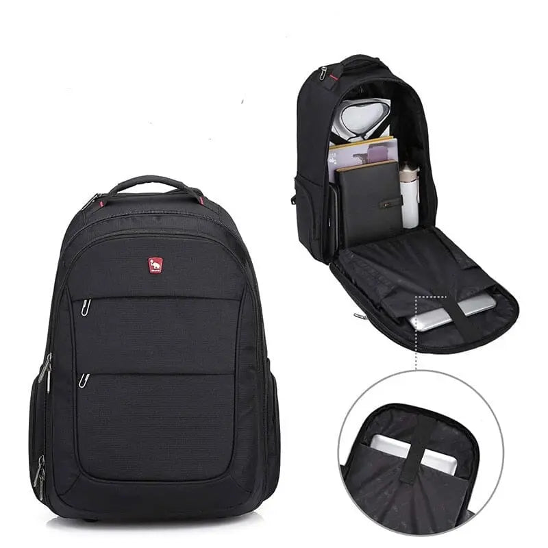 Sac à dos à roulettes noir avec poches multiples