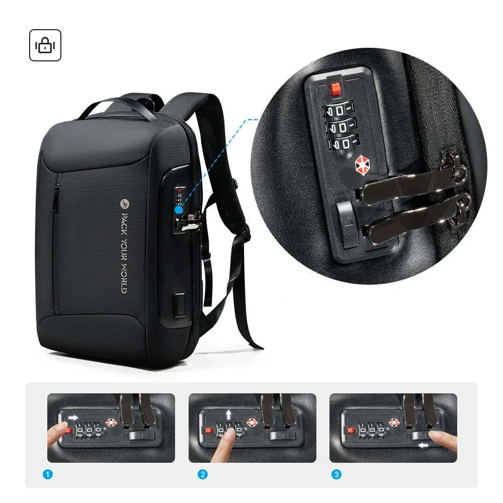 Sac à dos avec port USB intégré et sangle pour valise