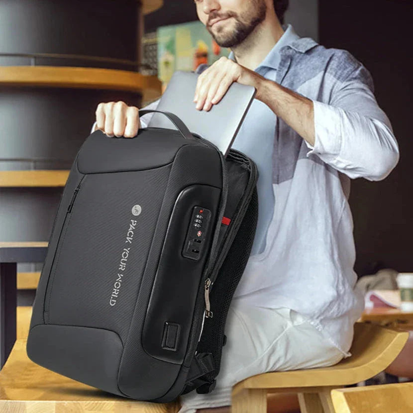 Sac à dos antivol avec serrure TSA et tissu imperméable