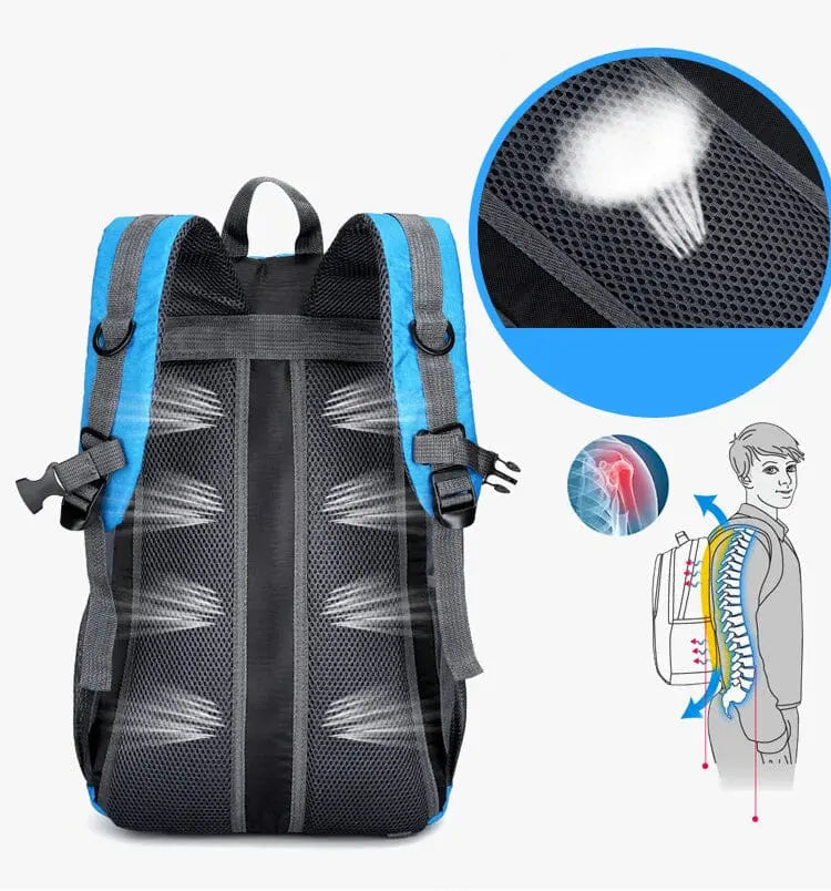 Sac à dos de randonnée 40L, compartiments ouverts pour organisation