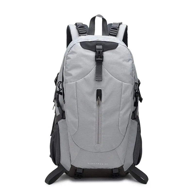 Vue arrière du sac à dos gris, 40L, bretelles ajustables