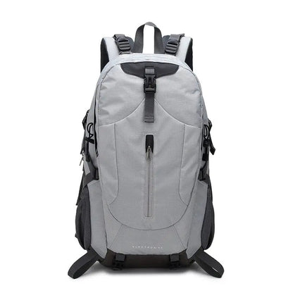 Vue arrière du sac à dos gris, 40L, bretelles ajustables