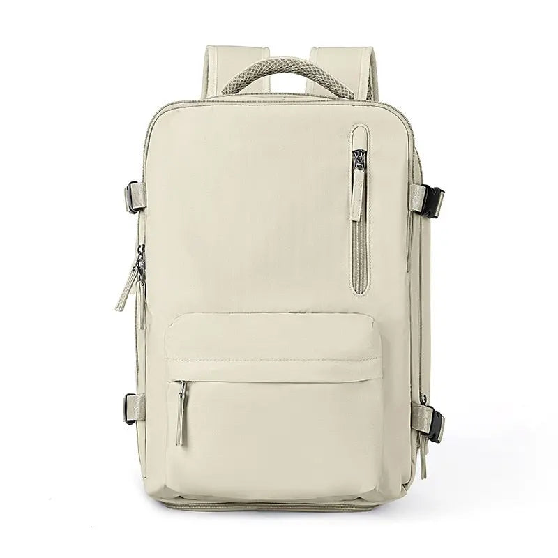 Sac à dos crème avec plusieurs poches organisées