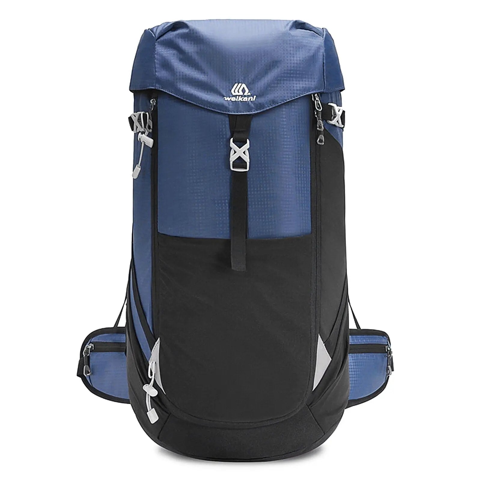 Sac à dos bleu marine, détails des poches extérieures
