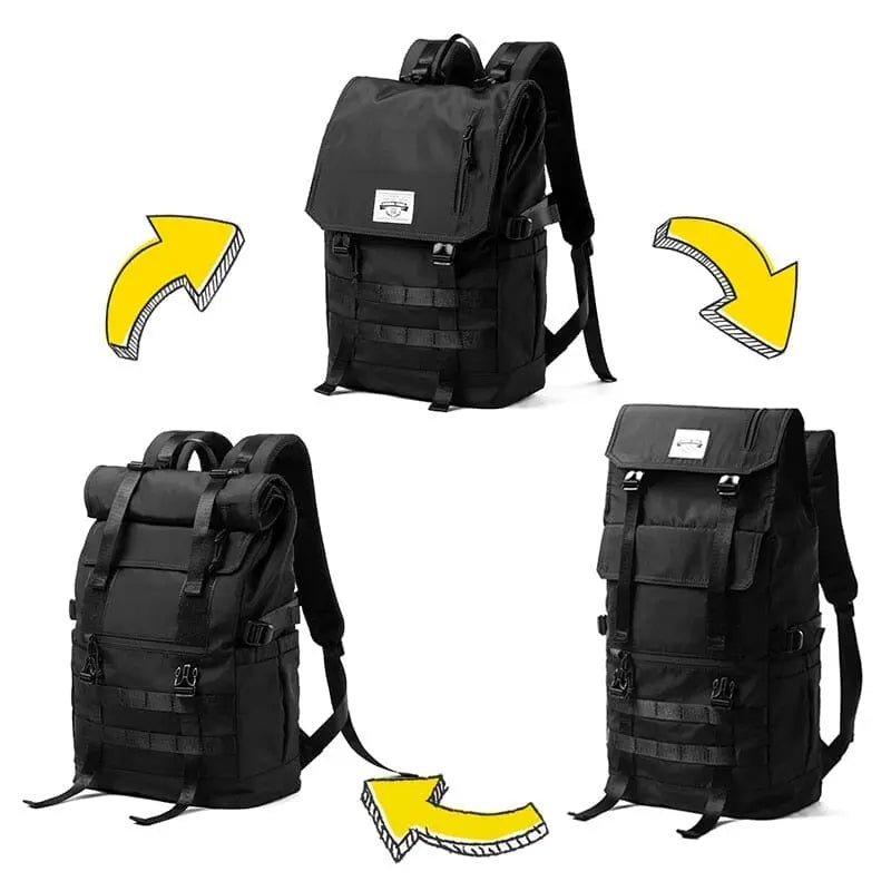 Sac à dos convertible en mode roll top, capacité ajustable