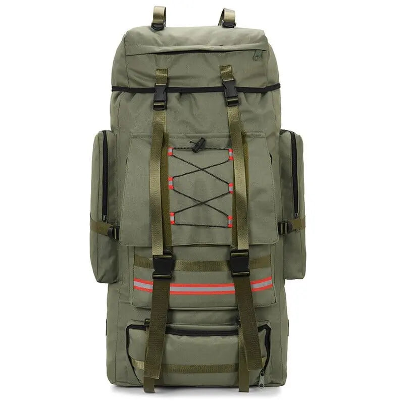 Sac à dos kaki avec design militaire et poches extérieures