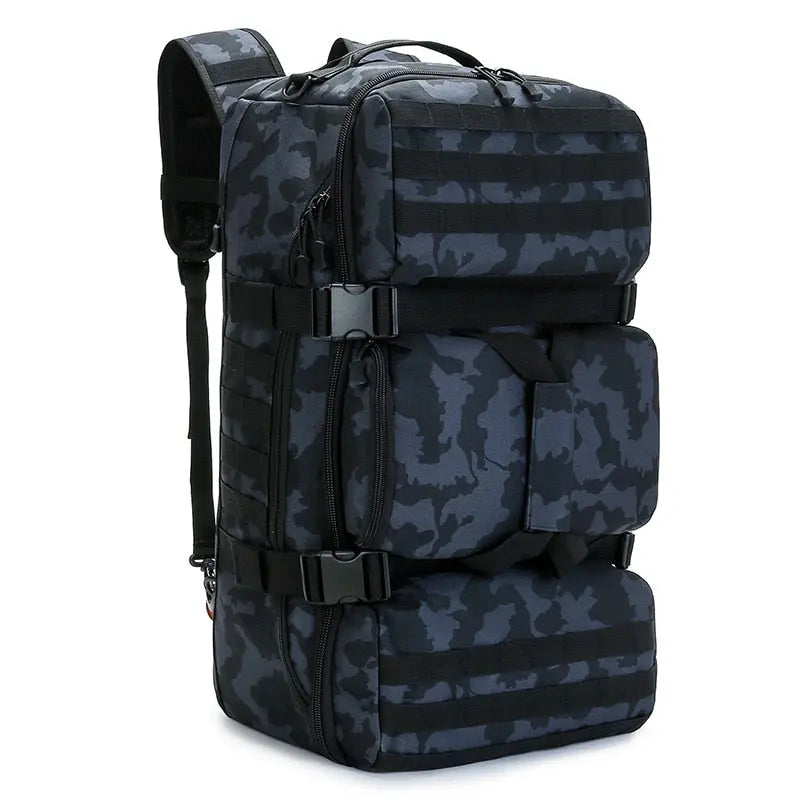 Sac à dos camouflage 65L, motifs militaires visibles