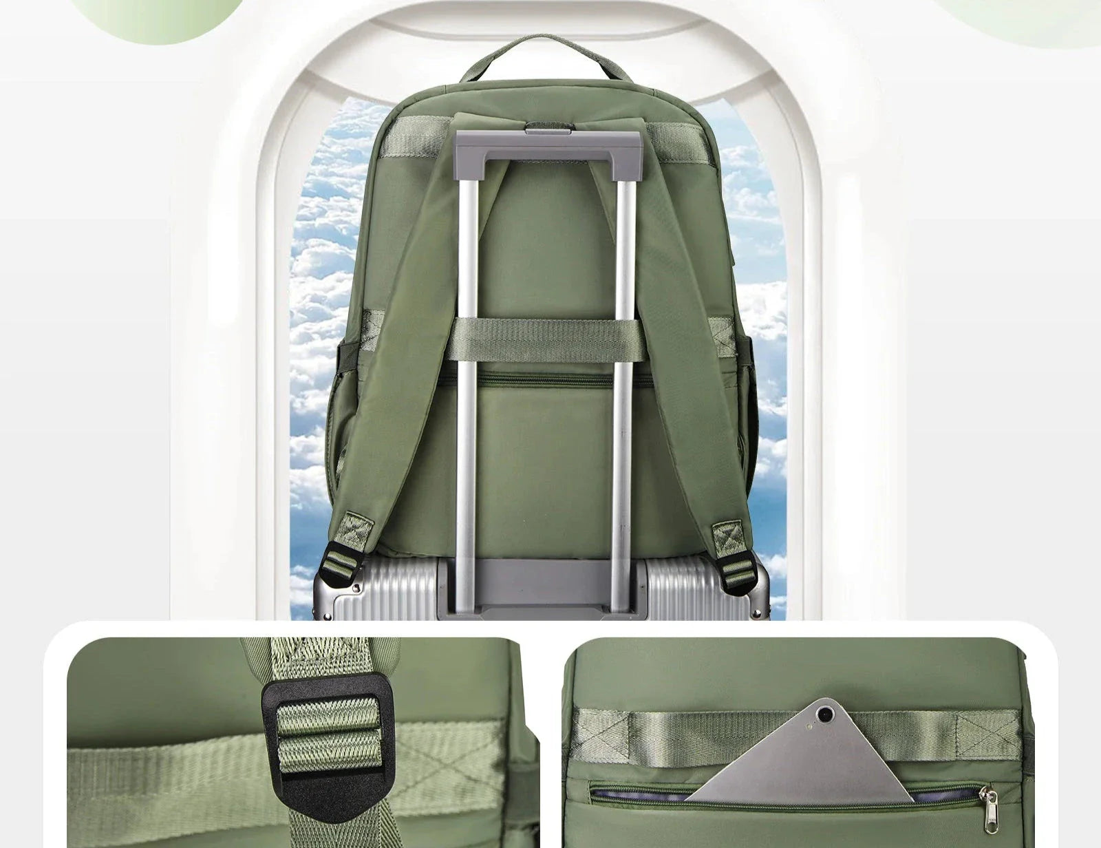 Sac à dos avec compartiment pour ordinateur portable, ouvert et vide