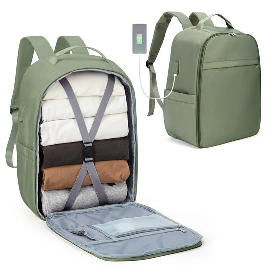 Sac à dos sous un siège d'avion, illustrant sa compatibilité cabine