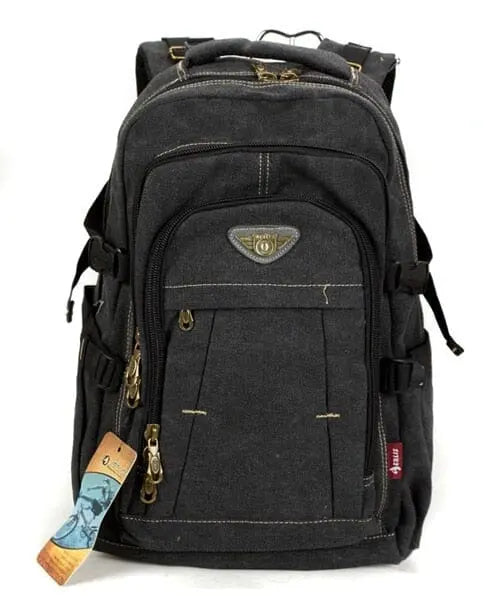 Sac à dos noir en toile avec bretelles ajustables